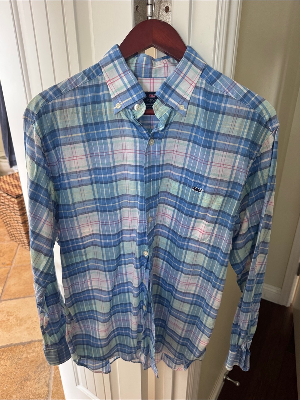 Vineyard Vines Men's Plaid Button-Down Shirt in Blue & Aqua